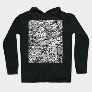 Abstract floral - black and white Hoodie